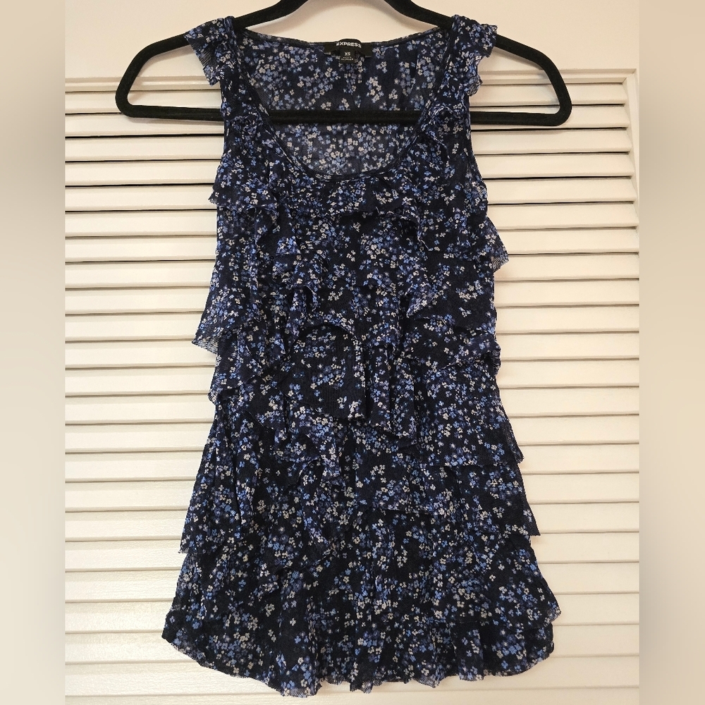 Express - Floral Layered Ruffle Lightweight Sleeveless Top